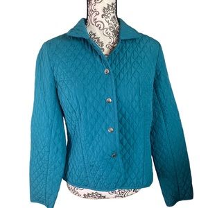Briggs New York Women Blue Quilted Long Sleeve Snap Button Blazer Jacket